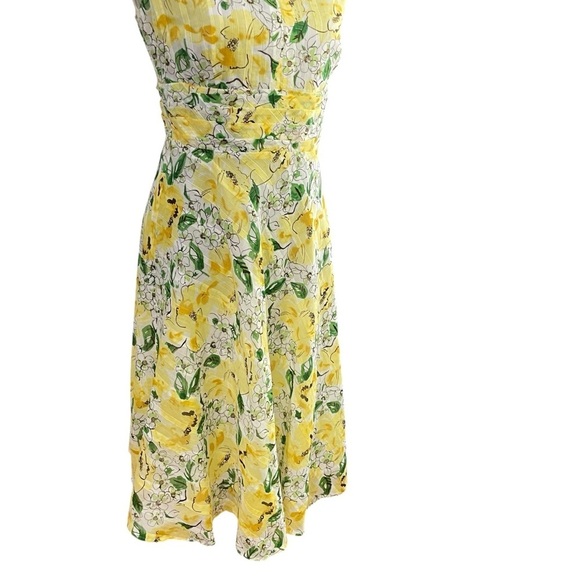 Vintage 90s Y2K Robbie Bee Yellow Floral A-Line Dress 8P - Picture 9 of 13